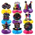 Decoraciones de mesa para fiesta de Año Nuevo centro de mesa de panal fluorescente - Base de nido de abeja de 180 grados / 9 Piezas/Paquete
