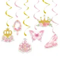 Princess birthday hanging swirls decoration set pink castle party supplies for kids - Castle Theme Hanging Swirl