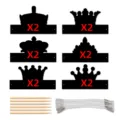 Schwarzes kronenformiges DIY Party-Dekorationsset mit Holzstaeben und Aufhaengung - Krone (G-00103) / 12er Set
