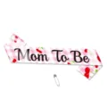 Fascia rosa a quadri Mom To Be con motivo di ciliegie e spilla di sicurezza per festa di baby shower. - 1 Fascia Ciliegia Mom To Be (J-0515-1)