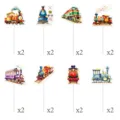 Toppers para tarta de tren acuarela decoracion de fiesta de cumpleanos 16 piezas - 16 Piezas Adornos Pequeños para Cupcakes