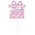 Rosa glitter buon compleanno cake topper confezione regalo design festa decorazione 1pz - Stile 3 (W-00031-3)