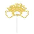 Topper per torta con nuvola arcobaleno glitter oro per decorazione festa di compleanno. - Stile 7 (W-00031-7)