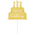 Topper per torta buon compleanno glitter dorato torta a due livelli candele decoro - Stile 10 (W-00031-10)