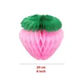 Strawberry honeycomb ball paper decoration for kids birthday party fruit themed hanging ornament. - 20cm / Pink