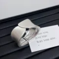 Silver open cuff bracelet with brushed matte finish wide metal bangle for women fashion jewelry - Style D Brushed Matte
