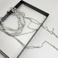 Multi-layer Pearl Bamboo Tassel Necklace Vintage Silver Clavicle Chain Women Jewelry - Layered Pearl Necklace (Z-2504)