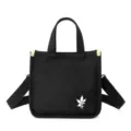 Borsa a tracolla in tela nera da donna, borsa casual con manici superiori e tracolla. - Nero