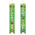 American football party hanging banner set, touchdown and game time decorative door flags. - Rugby Theme (Y-00641) / 1 Pair / Green