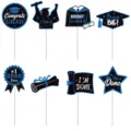 Abschluss Tortenaufsatz Set, schwarz blau Glitzer Papier Cupcake Deko für Party Feiern - Schwarz Blau Glitzer (8 Stück)
