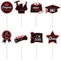 Abschluss Tortenaufsatz Set, schwarz und rot glitzernde Party Cupcake Dekorationen. - Schwarz Rot Glitzer (8 Stück)