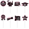 Abschluss Kuchen Topper schwarz rosa Glitzer Cupcake Picks fur Abschlussfeier Dekoration. - Schwarz Rosa Glitzer (8 Stück)