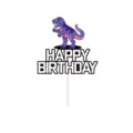 Décoration de gâteau d'anniversaire dinosaure avec texte joyeux pour fête d'enfants. - Style Dinosaure Bleu (Style 4) / 1 Pièce