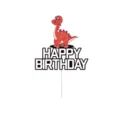 Joli cake topper dinosaure rouge pour anniversaire d'enfant avec texte joyeux anniversaire. - Style Dinosaure Rouge (Style 3) / 1 Pièce