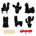 Kit decorativo de fiesta mexicana cactus alpaca DIY tarjetas para rascar con palos - Paquete de 24 hojas (con lápiz y cinta)