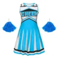 Παιδική Στολή Cheerleader Μπλε Λευκό Φόρεμα με Πομ Πομ Αθλητική Ομάδα - Μπλε