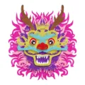 Festive glitter dragon head wall hanging decoration for Chinese New Year party supplies. - Pink Style (Y-00337-3) / Pink