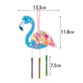 Detailed view of the blue flamingo wind chime with colorful feathers and hanging metal tubes. - Flamingo Style 2 (Blue) / 1 Piece