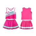 Kids pink cheerleader outfit two-piece set sports performance costume activewear. - 160 / Set / Pink