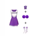 Kinder lila Cheerleading Kostüm Set mit Kleid, Schleife, Pompons und Socken für Mädchen. - S / Kleider / Lila