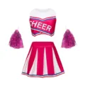 Costume de pom-pom girl adulte haut court et jupe plissée avec pompons pour événements sportifs - S / Haut et Bas / Rose rouge