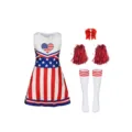 Kinder amerikanische Unabhängigkeitstag Cheerleader Kostüm Set mit Kleid und Pompons. - 094-10