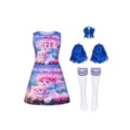 Kinder Cheerleader Kostüm Set mit Kleid, Schleife, Pompons und Socken für Auftritt. - 094-12