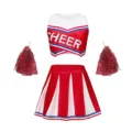 Ensemble de costume de pom-pom girl adulte avec crop top et jupe plissée pour événements. - S / Haut et Bas / Rouge