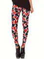 Femme impression carte a jouer stretch taille haute legging slim pantalon tendance - S / À Motif