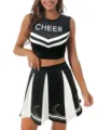 Schwarz-weiß Cheerleader Kostüm Crop Top und Faltenrock Set für Damen Auftritte - S / Set / Schwarz