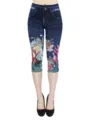 Damen hochtaillierte Capri Leggings Jeans Druck Korallenriff Slim Fit Freizeithose - S / Marineblau 2
