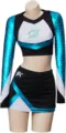 Langarm Cheerleader Uniform Crop Top und Rock Set schwarz blau fur Performance - XS / Wie gezeigt
