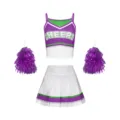 Kinder Cheerleading Set Oberteil Plisseerock und Pompoms für Schulsport Auftritte. - 160 / Oberteil und Hose / Lila