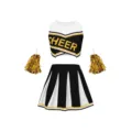 Στολή μαζορέτας με crop top πιέτα φούστα και pom poms μαύρο λευκό ρούχα σκηνής - S / Μαύρο