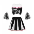 Ensemble de costume de cheerleading pour enfants haut court et jupe plissée pompon - 120cm / Haut Et Bas / Noir