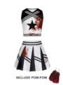 Halloween cheerleader costume crop top skirt set spooky bloody zombie party outfit with pom poms - 120 / Top And Bottom / 047-TL Black with Bloodstains
