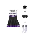 Kinderen cheerleader kostuum set jurk met strik pompons en sokken voor podiumvoorstelling sku - Zwart