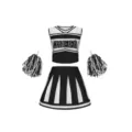 Kinder Cheerleader Kostüm Set mit Top, Faltenrock und Pompons für Mädchen Tanzauftritt. - 120 / Oberteil und Hose / Schwarz