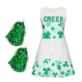 Kinder Cheerleading Uniform Set mit Kleid und grünen Pompons für Schulsportfeste. - Mehrfarbig 01 / 120cm