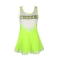 Neon green cheerleader dress costume for women, sleeveless dance party outfit with CHEERS text. - Fluorescent Green