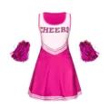 Pink cheerleader costume set with pom-poms for sports team performances and stage events - Magenta