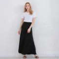 Eleganter schwarzer langer Rock für Damen mit hoher Taille plissierter A-Linie Sommer - M/80 (Länge 80cm) / Unterteile / Schwarz