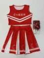 Rotes Cheerleader Kostüm Set Crop Top und Faltenrock für Damen Sport Event Auftritt - S / Oberteil und Hose / Rot