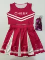 Erwachsene rosa Cheerleading Kostüm Set mit Crop Top, Faltenrock und glänzenden Pompons. - M / Oberteil und Hose / Fuchsia