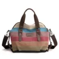 Sac a bandouilere epaule en toile retro bloc de couleur, grand cabas femme de loisir - Patchwork Vintage