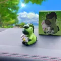 Süßes grünes Pferd Figur Spielzeug Cartoon Auto Ornament Desktop Sammlerstück Geschenk - Umarmender Hase / Weiß