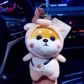 Cute Shiba Inu plush keychain with small egg bag, soft stuffed animal bag charm accessory. - Pig Shiba