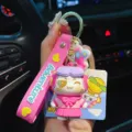 Süßer rosa Pilot Katze Schlüsselanhänger für Auto, stilvoller Epoxy Tasche Anhänger. - Quallen Stil