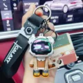 Cool trendy bear epoxy keychain with strap and metal ring, perfect car key pendant gift. - Trendy Bear (YY0065) / Teacher Nathan