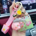 Süßer Treibsand Flüssigkeit Schlüsselanhänger rosa Cartoon Schaf Tasche Anhänger Auto - Rosa